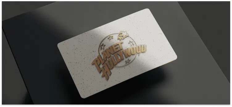 A white Planet Hollywood gift card