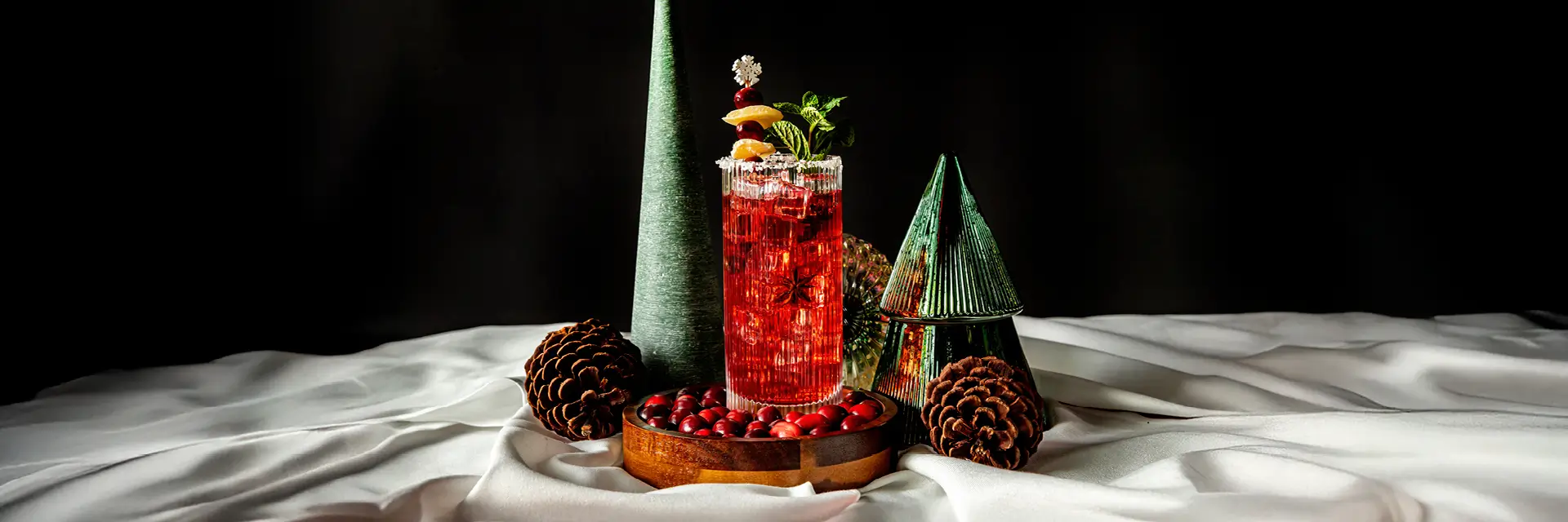Cranberry citrus holiday cocktail with mint at Planet Hollywood NYC