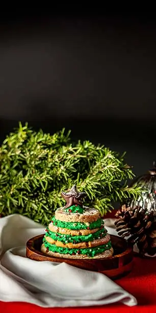 Cookie Christmas tree dessert with green frosting, Planet Hollywood NYC