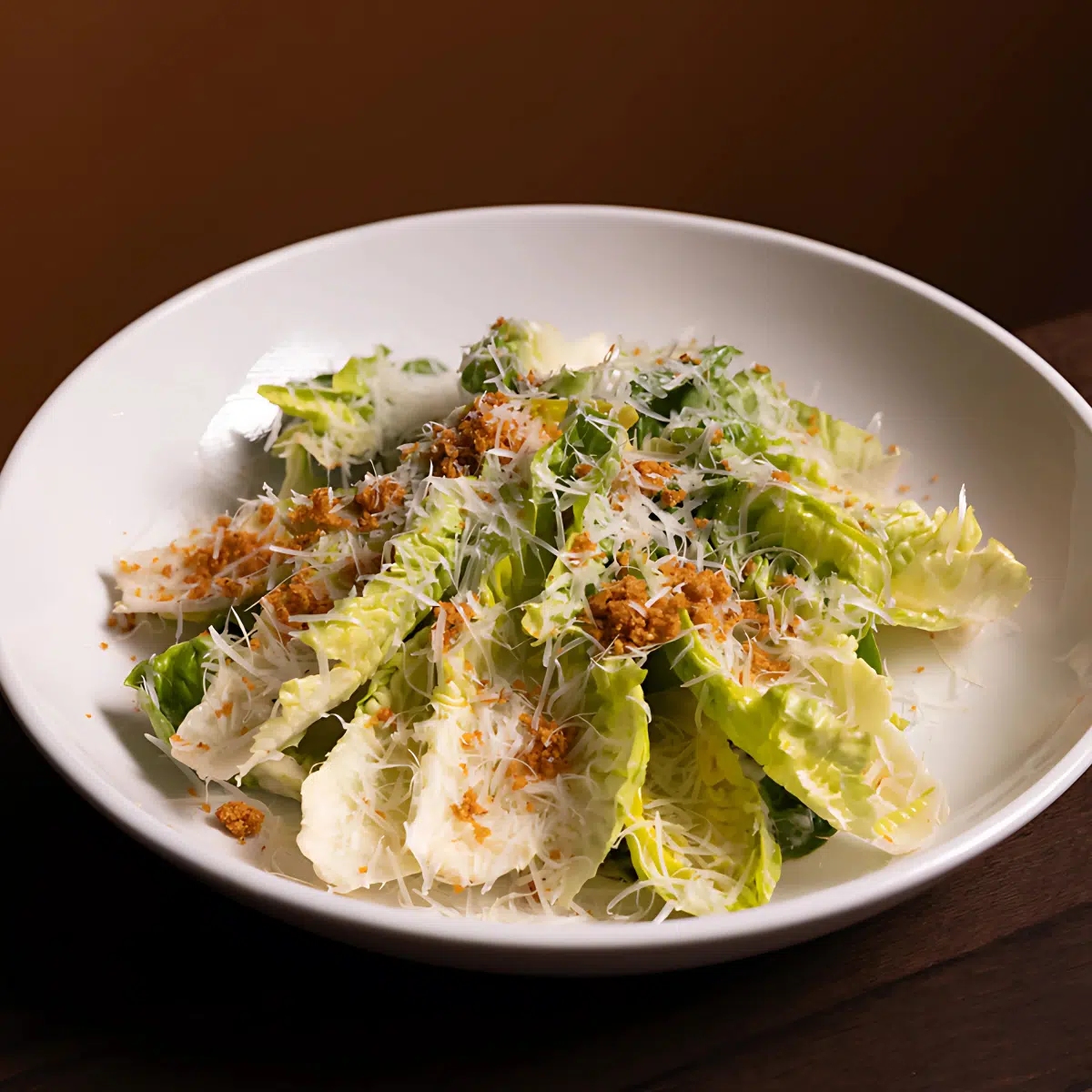 Baby Gem Caesar Salad on a white plate