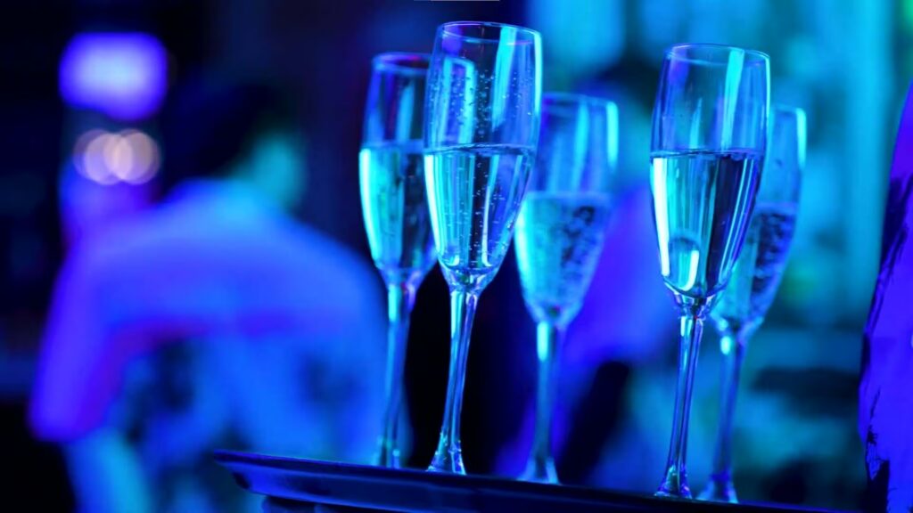 Wine glasses on a tray