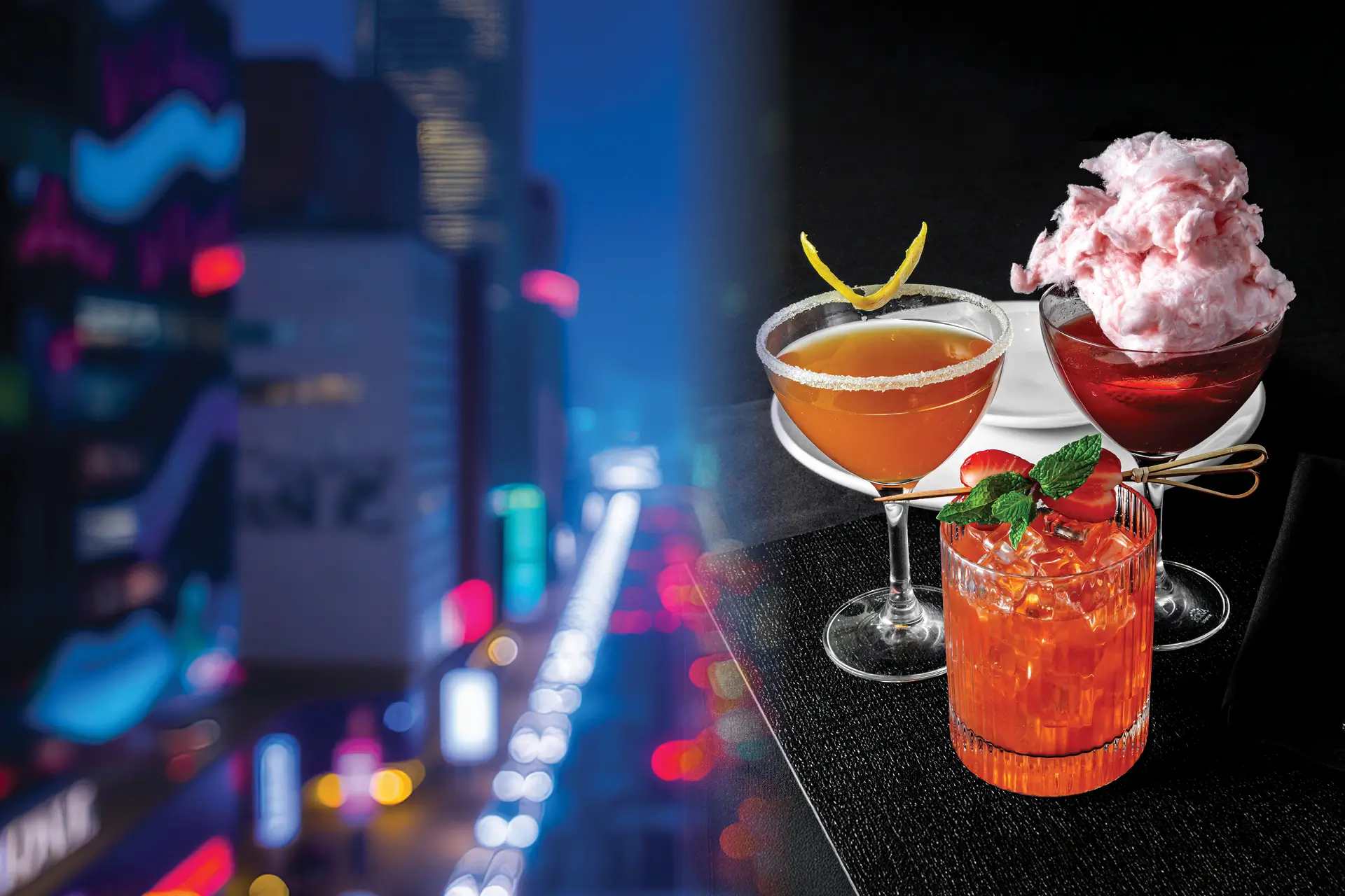 Handcrafted specialty cocktails and a view of New York City