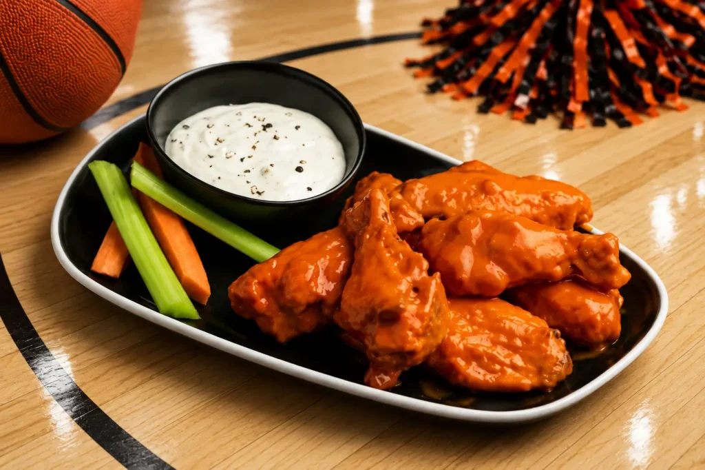 Chicken Wings on a basketball court